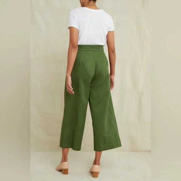 Amour Vert Frankie Cropped Wide Leg Cotton Linen Pants in Terracotta - Picture 9 of 12